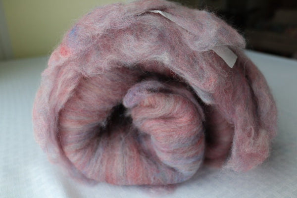 Wool fiber batt in pink, Valentines Day, Carded Batt, Big Batt, 6oz